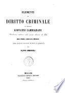 Elementi di diritto criminale del professore Giovanni Carmignani