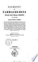 Elementi di farmacologia sulle basi della chimica del dottore Gioacchino Taddei