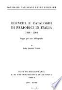 Elenchi e cataloghi de periodici in Italia