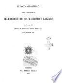 Elenco alfabetico dei decorati dell'Ordine dei SS. Maurizio e Lazzaro negli anni 1870-71-72