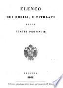 Elenco dei nobili, e titolati delle Venete provincie