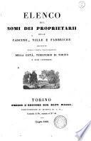Elenco dei nomi dei proprietarii delle cascine, ville e fabbriche designate sulla carta topografica della Città, territorio di Torino e suoi contorni Antonio Rabbini