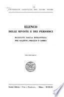 Elenco delle riviste e dei periodici ricevuti dalla Biblioteca per acquisto