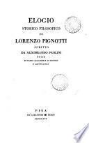 Elogio storico filosofico di Lorenzo Pignotti
