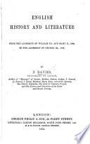 English History and Literature, from the Accession of William III and Mary II, 1689, to the Accession of George III., 1760