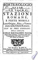Eorterologio overo le sacre stazioni Romane, e feste mobili, loro origine, rito, e venerazione nella chiesa Romana