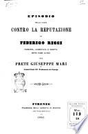 Episodio nella causa contro la reputazione di Federigo Ricci promossa, alimentata e diretta sotto nome altrui dal prete Giuseppe Mari camarlingo del Seminario di Pistoja