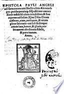 Epistola Pauli Angeli ad Saracenos cum libello contra Alcoranum ...