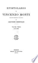 Epistolario di Vincenzo Monti: 1771-1796