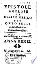 Epistole amorose di Cesare Orsino con otto idili...