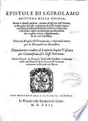 Epistole di s. Girolamo dottore della chiesa, scritte a diuerse persone ...