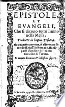 EPISTOLE, ET EVANGELI, Che si dicono tutto l'anno nella Messa