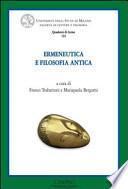 Ermeneutica e filosofia antica