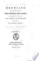 Erodiano istoria dellʹimperio dopo Marco