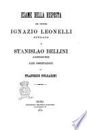 Esame della risposta dei signori Ignazio Leonelli sindaco e Stanislao Bellini assessore alle osservazioni di Francesco Bulgarini