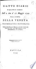Esatto Diario Di Quanto E' Successo dalli 2. sino a 17. Maggio 1797