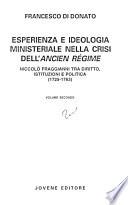 Esperienza e ideologia ministeriale nella crisi dell'Ancien régime