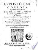 Espositione copiosa sopra li sette peccati mortali: del r. p. Matthia Fasano ... Con la tauola de' capitoli e di ciascuna loro parte