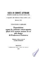 Esposizione sopra la canzone estravante Quel ch'à nostra natura in sé più degno di Francesco Petrarca
