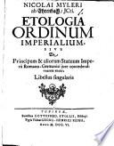 Etologia ordinum imperialium ... lib