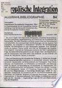 Europäische Integration Auswahlbibliographie