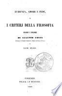 Evidenza, amore e fede, o I criteri della filosofia