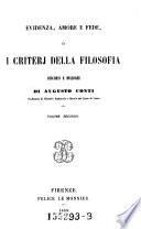 Evidenza, amore e fede, o i criterj della filosofia, discorsi e dialoghi