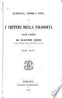 Evidenza, amore e fede, o i criterj della filosofia