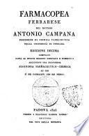 Farmacopea ferrarese del dottore Antonio Campana professore di chimica farmaceutica nella Universita di Ferrara