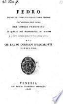 Favole recate in versi Italiani coll'aggiunta delle favole del codice Perottino