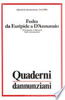 Fedra da Euripide a D'Annunzio, D'Annunzio a Harvard Studi dannunziani