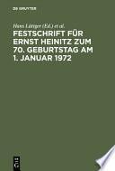 Festschrift für Ernst Heinitz zum 70. Geburtstag