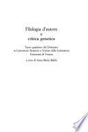 Filologia d'autore e critica genetica