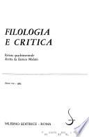Filologia e critica