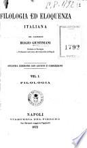 Filologia ed eloquenza italiana del sacerdote Biagio Giustiniani
