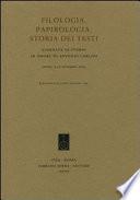 Filologia, papirologia, storia dei testi