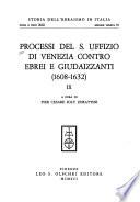 Fontes S. Officii venetiarum ad res iudaicas spectantes