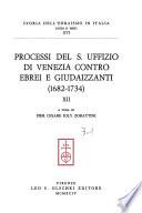 Fontes S. Officii venetiarum ad res iudaicas spectantes