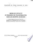 Forme di contatto e processi di trasformazione nelle società antiche