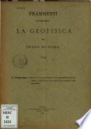 Frammenti concernenti La Geofisica dei Pressi Di Roma 