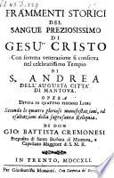 Frammenti Storici Del Sangue Preziosissimo Di Gesù Cristo