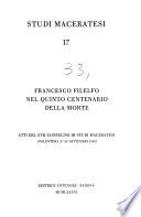 Francesco Filelfo nel quinto centenario della morte