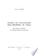Genesi ed evoluzione dell'ortopedia in Italia