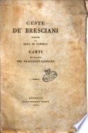 Geste de' bresciani durante la lega di Cambrai. Canti del cavaliere Gio. Francesco Gambara
