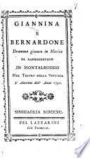 Giannina e Bernardone dramma giocoso in musica da rappresentarsi in Montalboddo nel Teatro della Vittoria l'autunno dell'anno 1790