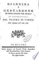 Giannina e Bernardone dramma giocoso per musica da rappresentarsi nel teatro di Varese nell'autunno dell'anno 1782