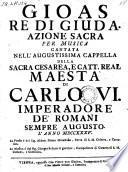 Gioas, re di Giuda, azione sacra per musica. La musica e di Giorgio Reütter, il giovine