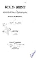 Giornale di erudizione corrispondenza letteraria, artistica e scientifica