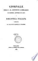 Giornale ... e Biblioteca italiana [formerly Biblioteca italiana].