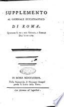 Giornale ecclesiastico di Roma. Supplemento